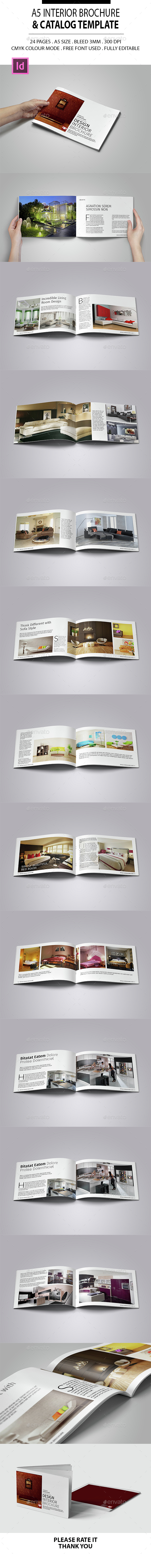 A5 Interior Brochure & Catalog Template - Brochures Print Templates