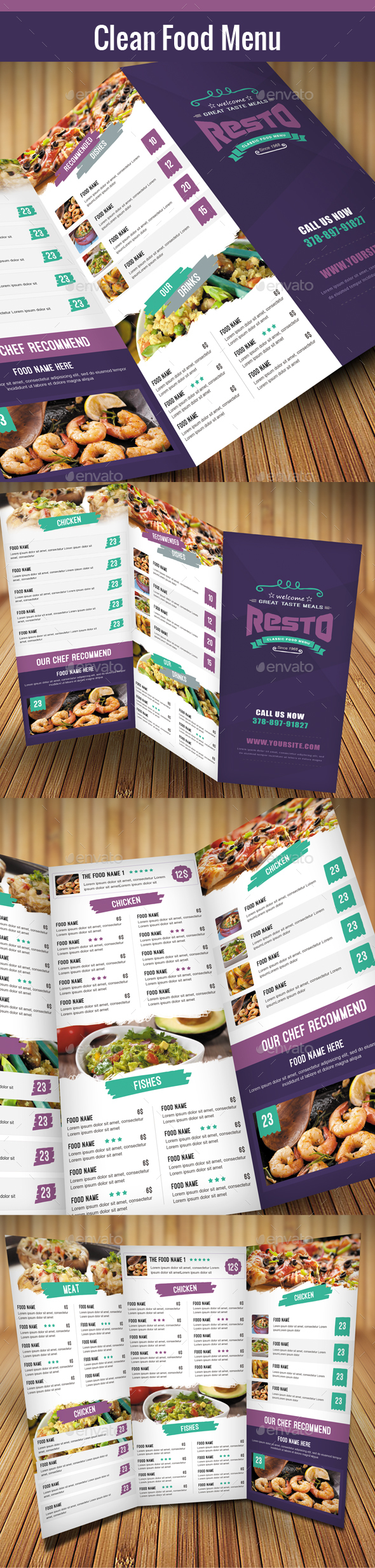 Clean Food Menu 03 - Food Menus Print Templates