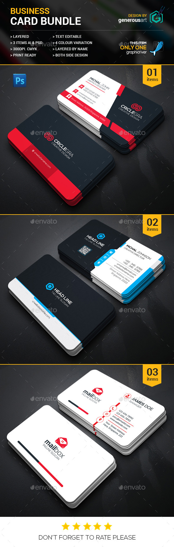 High Quality Business 3 in 1 - Corporate Business Cards