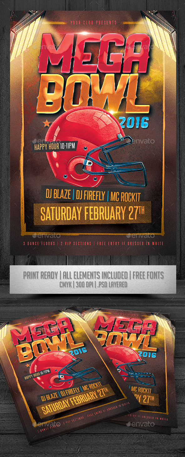 Mega Bowl 2016 Flyer - Events Flyers