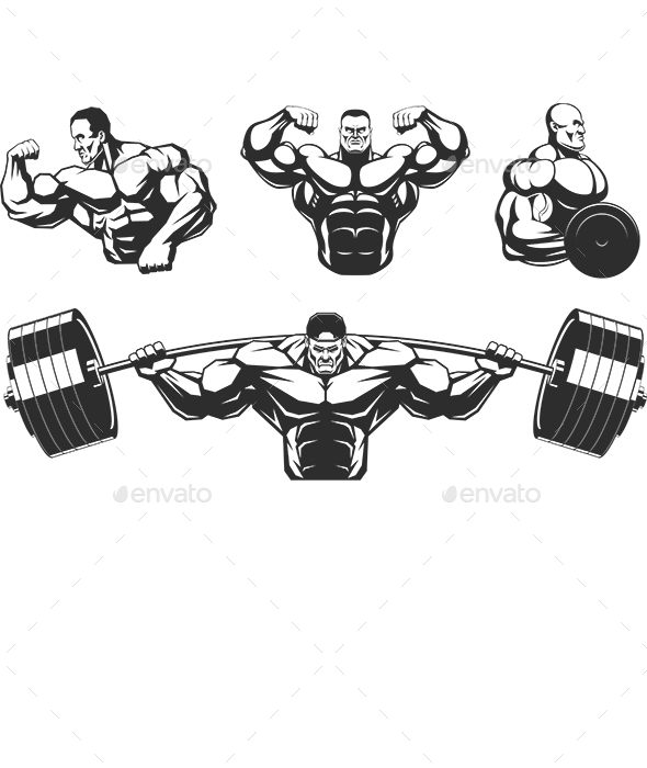 Silhouettes Athletes Bodybuilding - Sports/Activity Conceptual