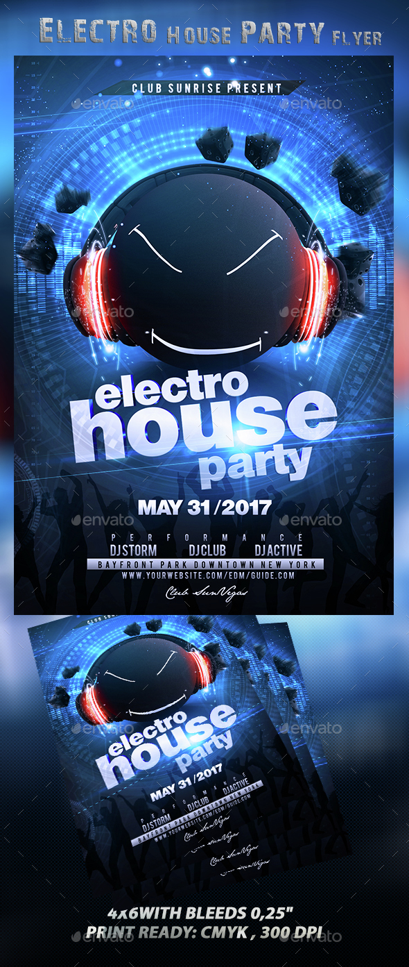 Electro House Party Flyer - Events Flyers