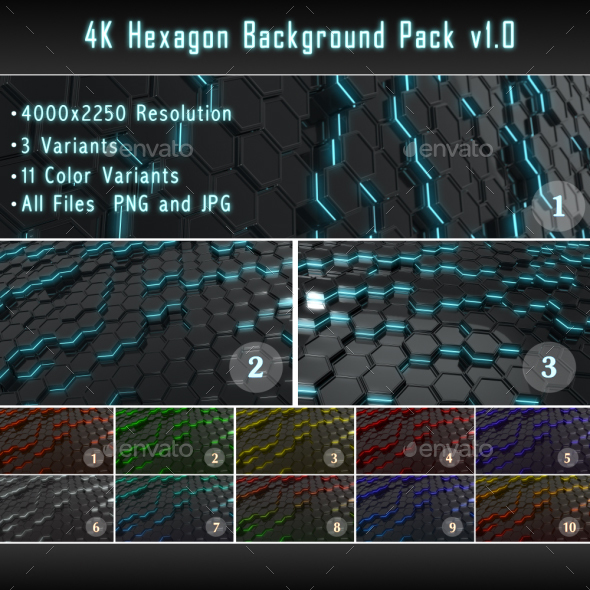 4K Hexagon Background Pack v1.0 - Backgrounds Graphics