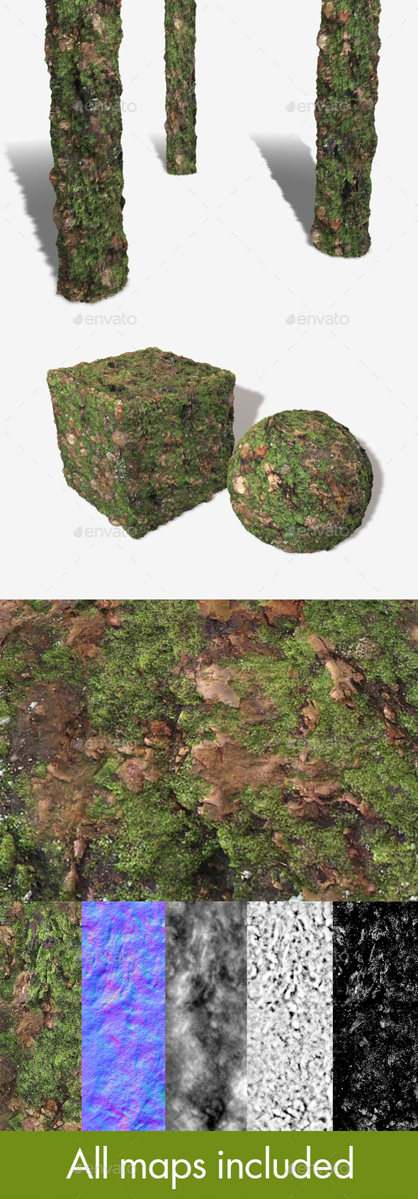 Thick Mossy Bark - 3Docean 14649497