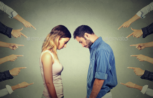 Marriage relationship difficulties concept. Accusation of guilty people