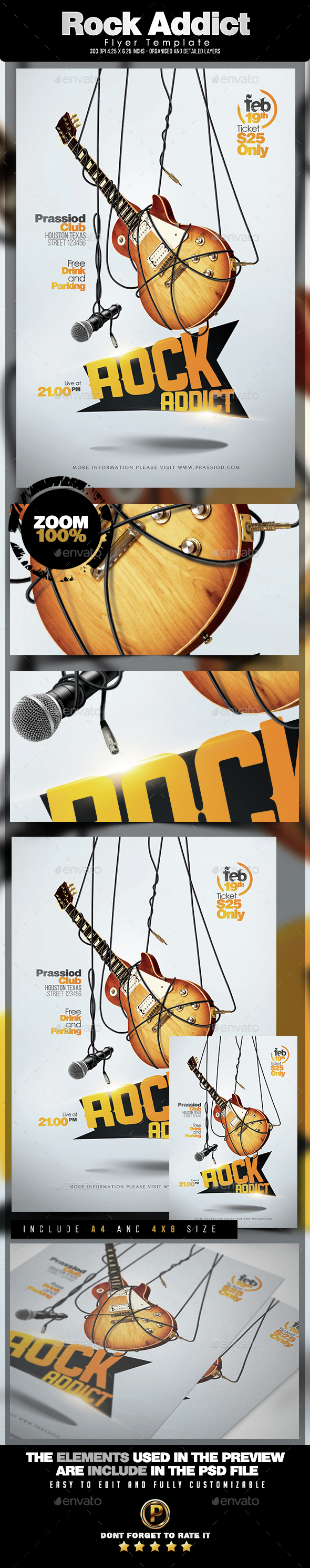 Rock Addict Flyer Template - Concerts Events