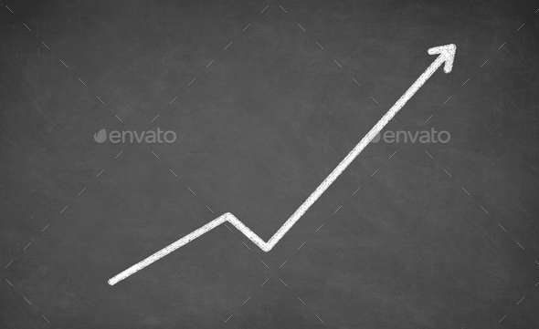 Chalkboard with graph showing upward trend