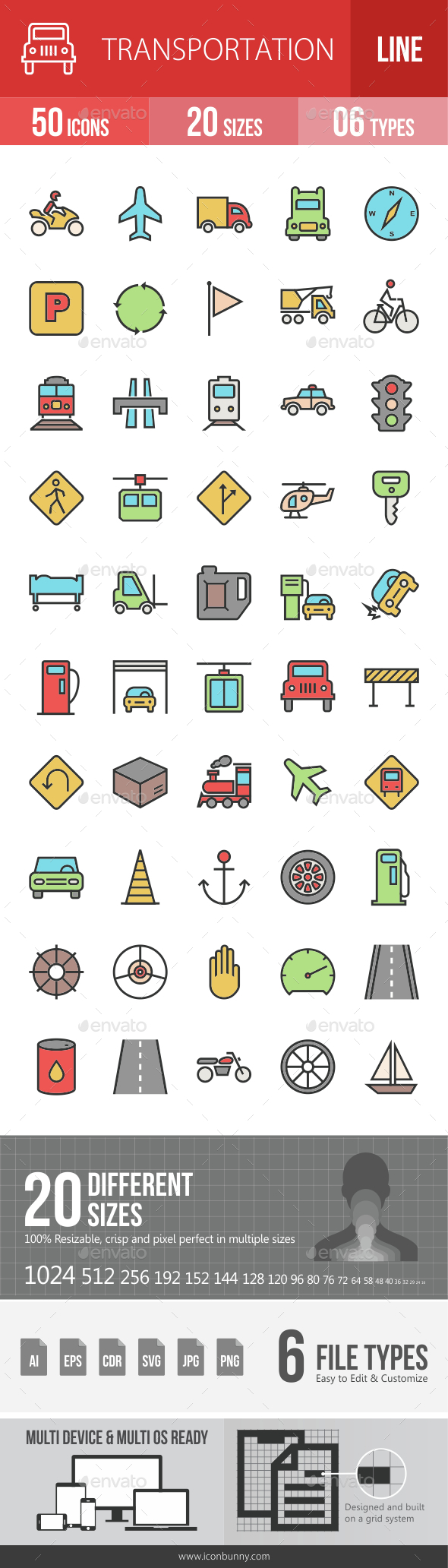 Transport Filled Line Icons - Icons