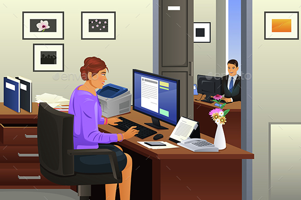 Secretary in the Office - Business Conceptual