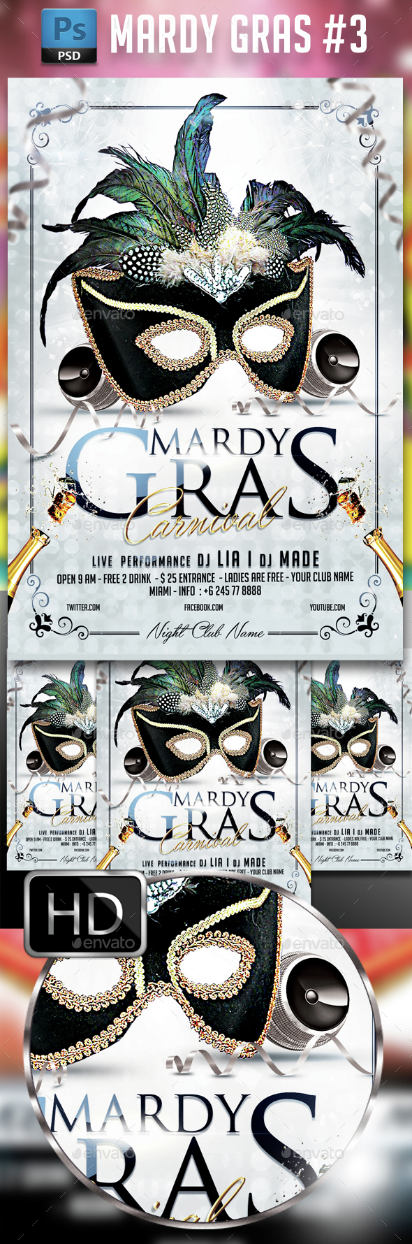 Mardy Gras Party #3 - Events Flyers