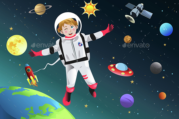 Girl Dressed Up as Astronaut - People Characters