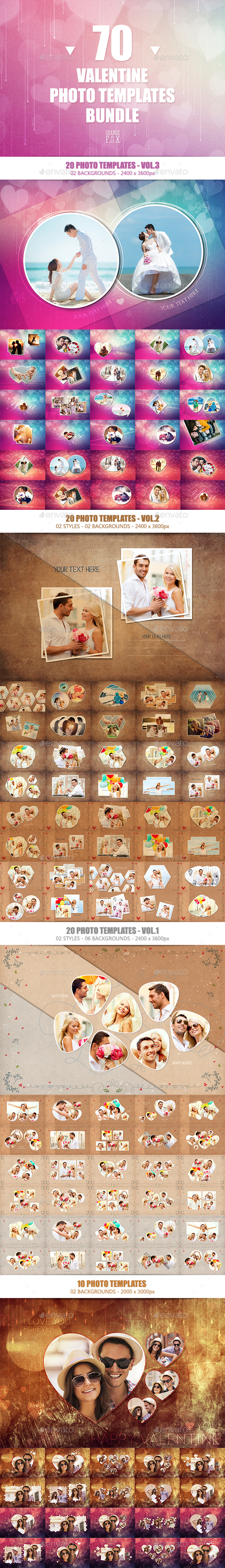 70 Valentine Photo Templates Bundle - Photo Templates Graphics