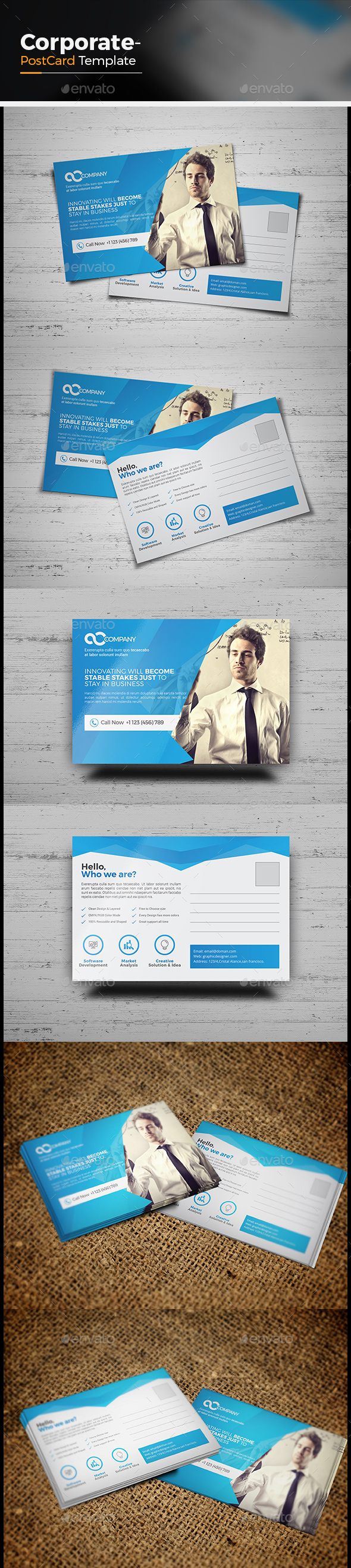 Corporate Postcard Template - Cards & Invites Print Templates