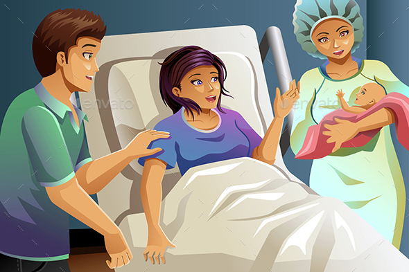 Midwife Helping Delivering a Baby - People Characters