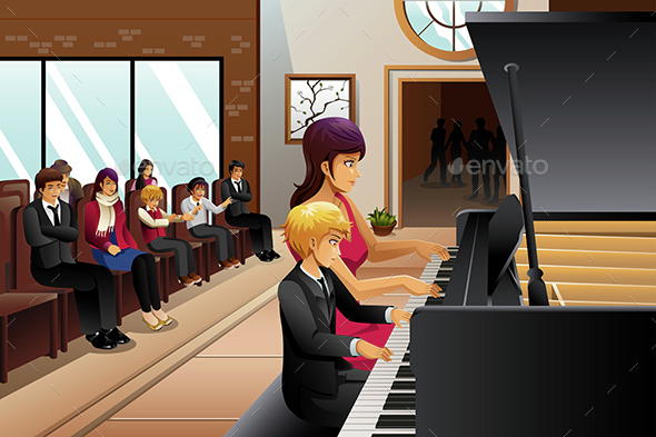 Boy in Piano Recital - People Characters