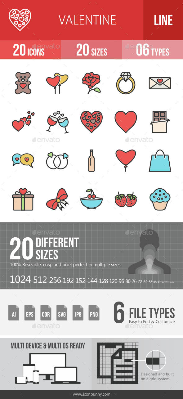 Valentine Filled Line Icons - Icons