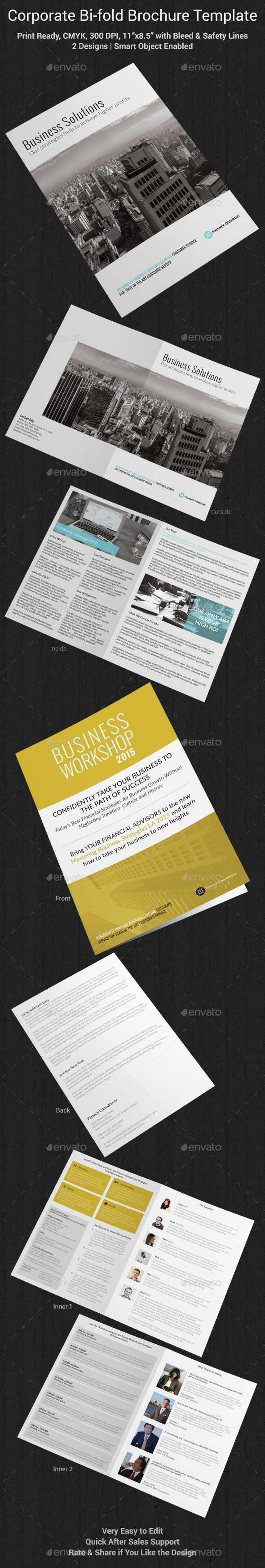 Corporate Bi-fold Brochure Templates - Corporate Business Cards