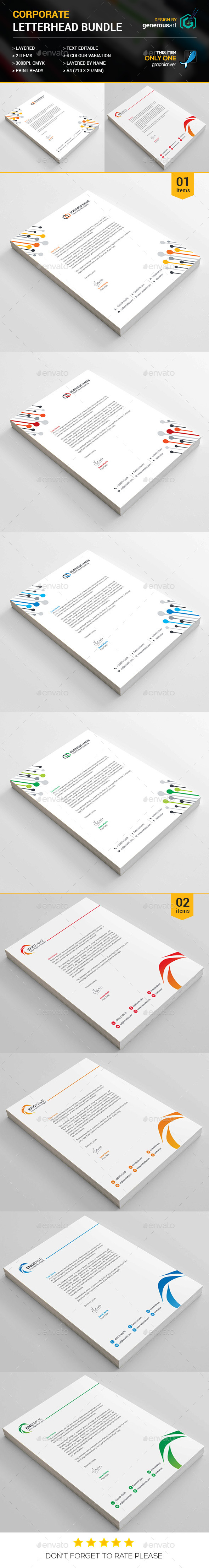 Corporate Letterhead Bundle - Stationery Print Templates