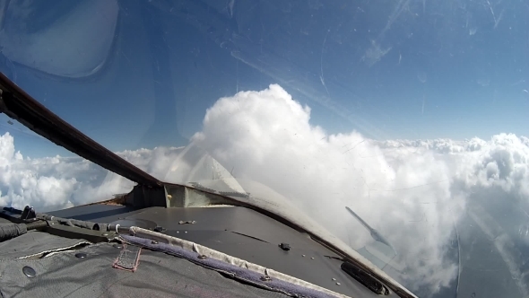 Flight Over Clouds View From Cockpit Plane., Stock Footage | VideoHive