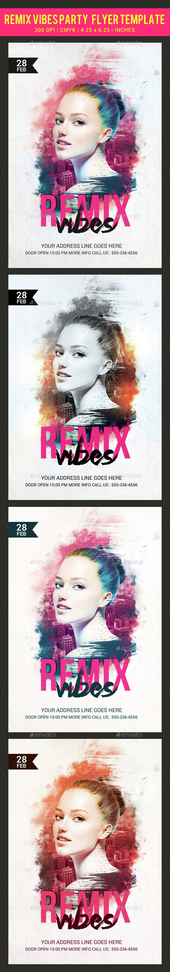 Remix Vibes Party Flyer Template - Clubs & Parties Events