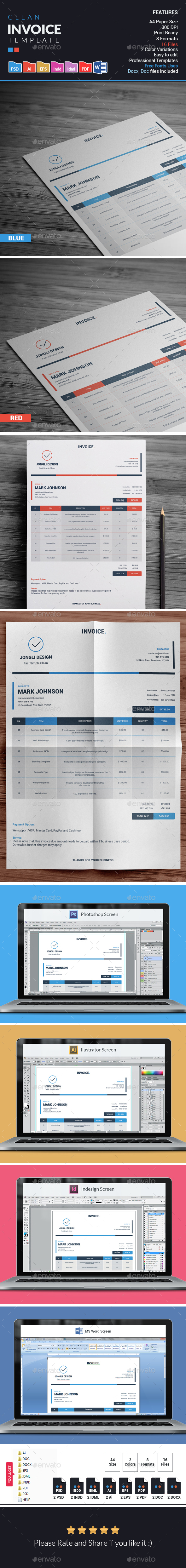 Clean Invoice Template - Proposals & Invoices Stationery