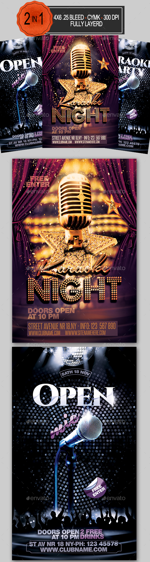 Karaoke Flyer Bundle - Clubs & Parties Events