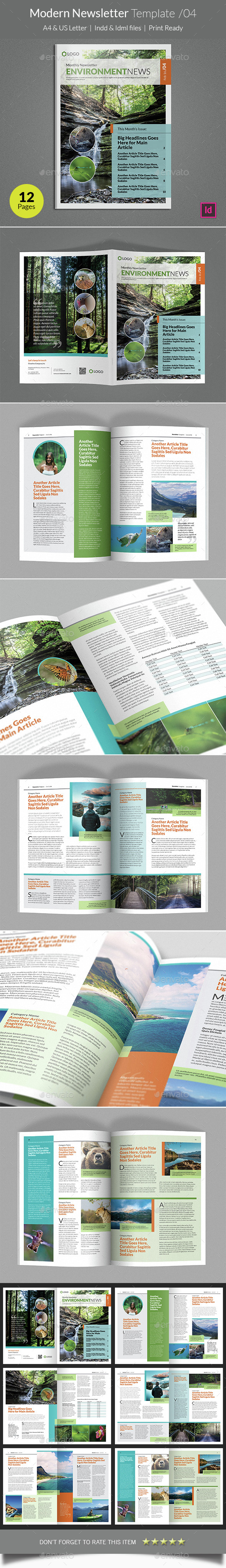 Modern Newsletter Template v04 - Newsletters Print Templates