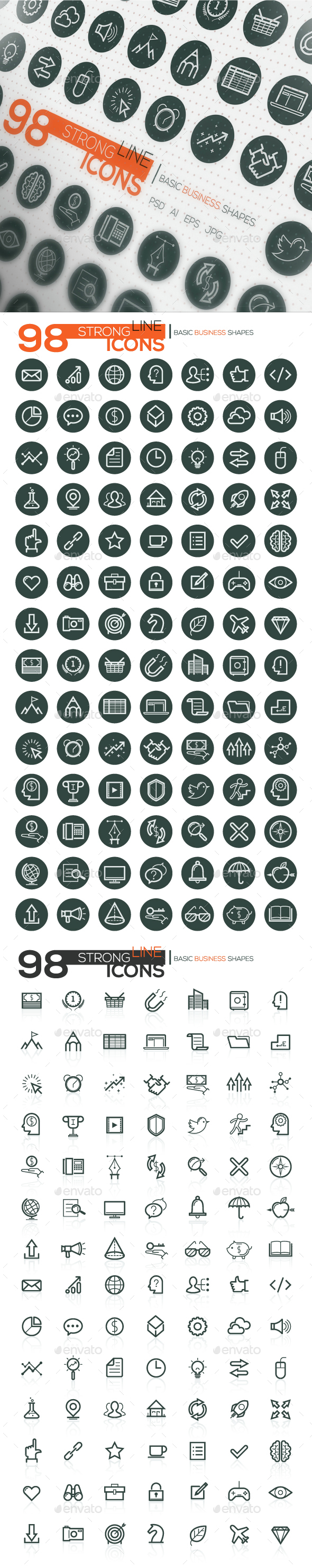 Strong Line Icons For Business And SEO - Business Icons