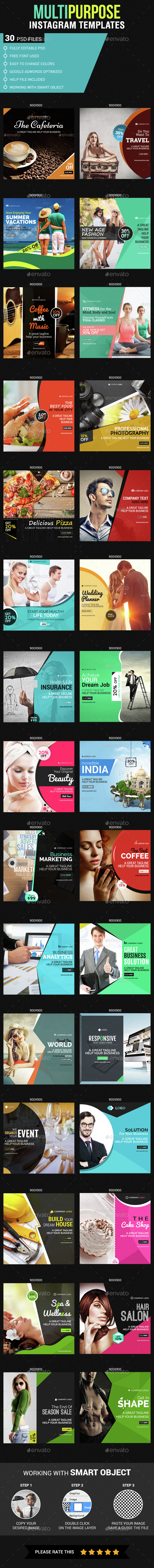 Multipurpose Instagram Templates - Banners & Ads Web Elements