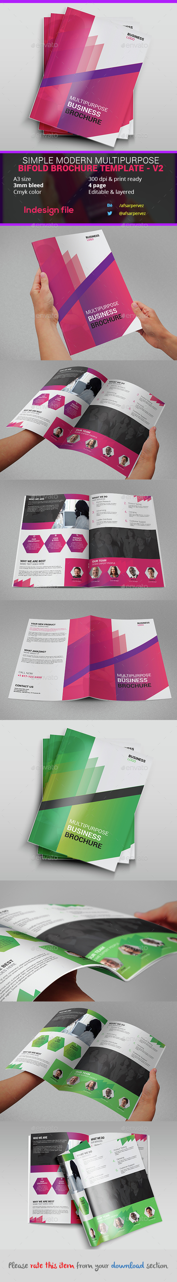 Simple Modern Multipurpose Bifold Brochure Template – V2 - Corporate Brochures