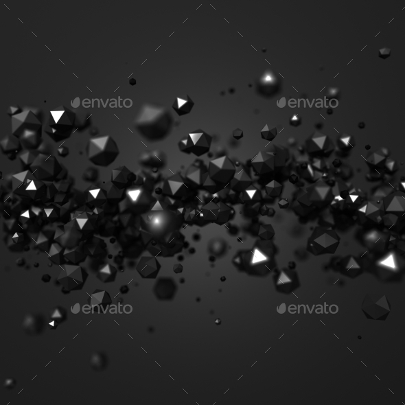 Abstract Rendering Of Low Poly Chaotic Particles. - Abstract Backgrounds