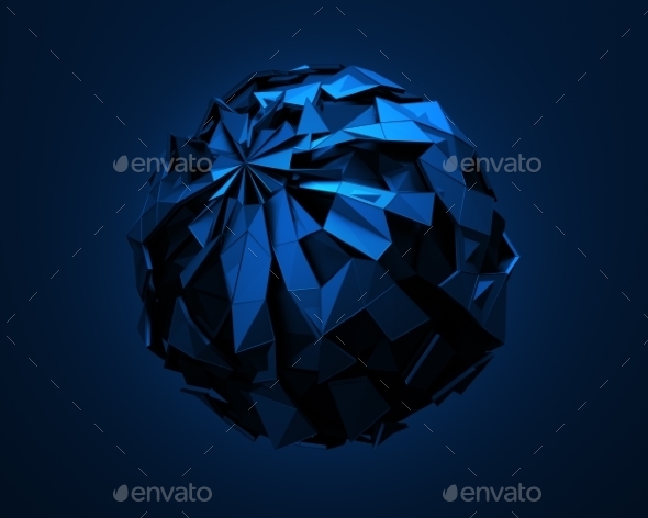 Low Poly Sphere With Chaotic Structure. - 3D Backgrounds