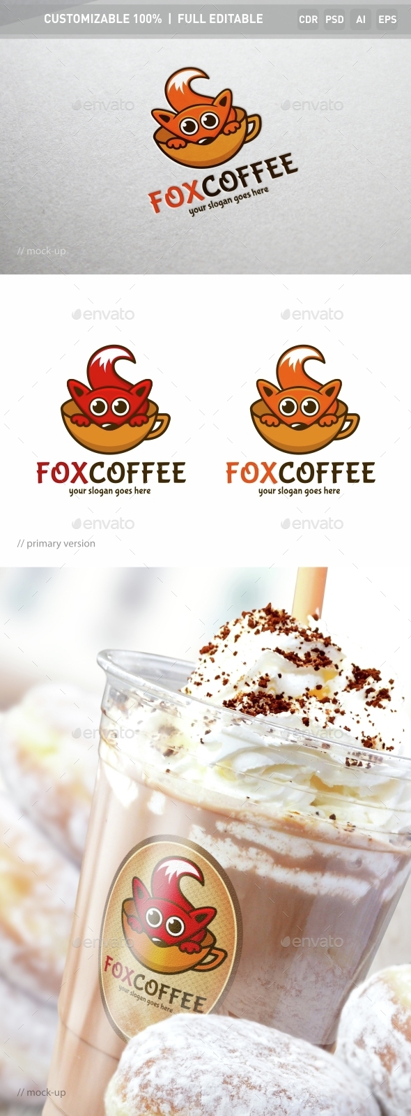 Fox Coffee Logo Template - Objects Logo Templates