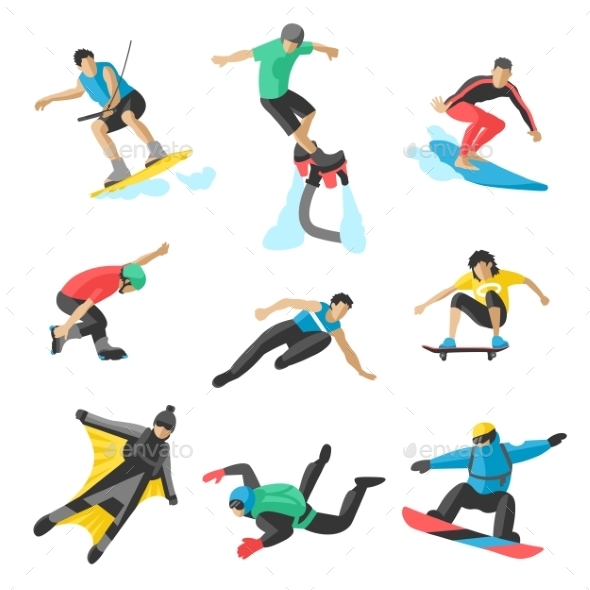 Extreme Sport People Parasailing - Sports/Activity Conceptual