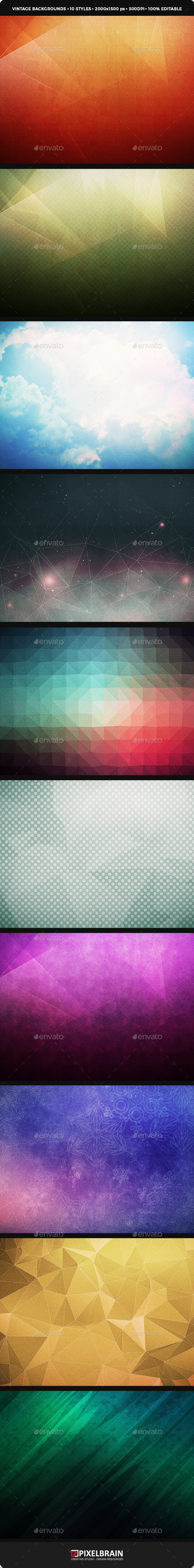 10 Style Vintage Backgrounds Vol. 3 - Backgrounds Graphics