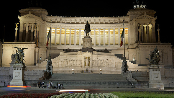 View of Altare Della Patria, Rome, Italy at Night