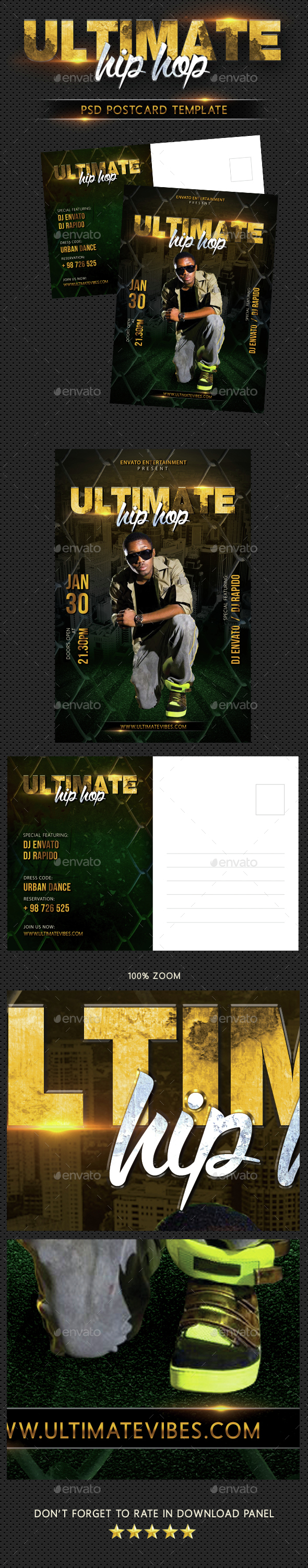 Hip Hop Ultimate Party Event Postcard - Cards & Invites Print Templates