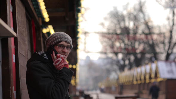 Man in the City Talking on the Phone