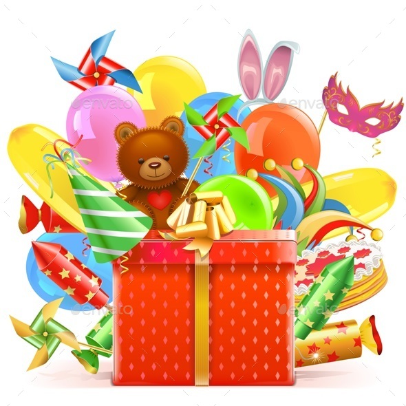 Vector Celebration Concept with Gift - Seasons/Holidays Conceptual