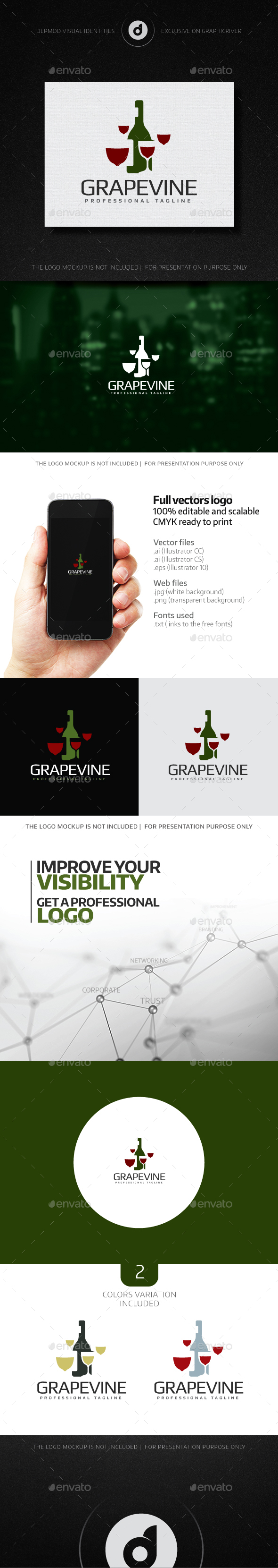 GrapeVine Logo - Food Logo Templates