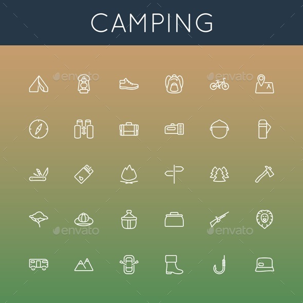 Vector Camping Line Icons - Miscellaneous Icons
