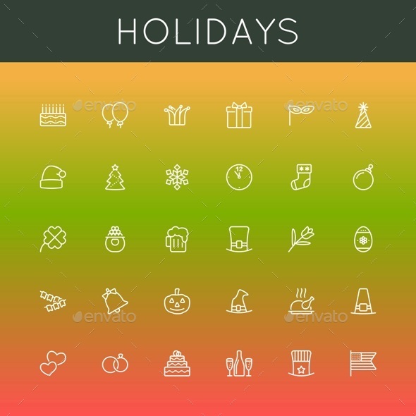 Vector Holidays Line Icons - Seasonal Icons