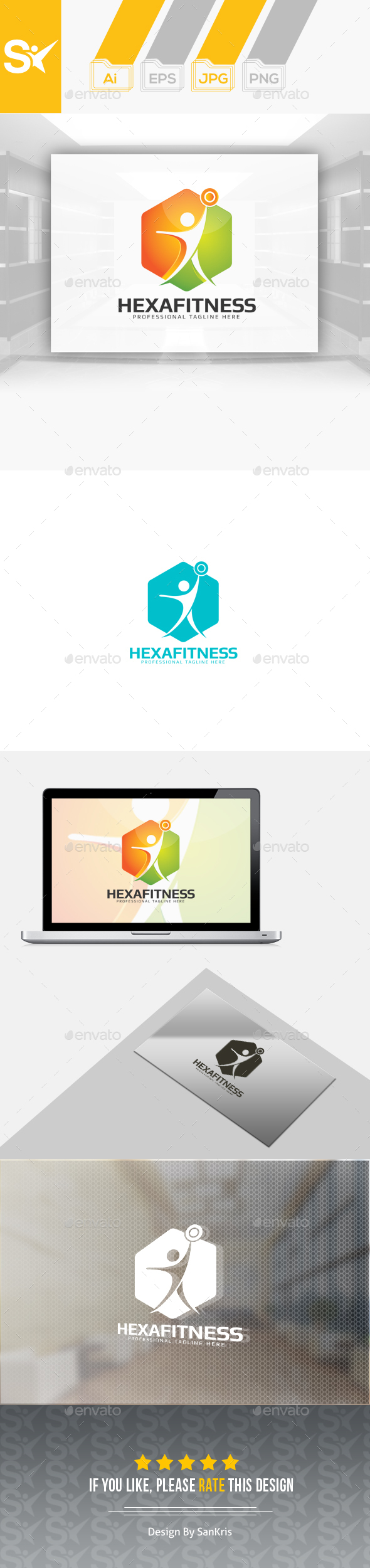 Fitness Hexa Logo - Humans Logo Templates