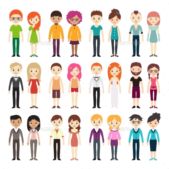 Collection of Different Men and Women - People Characters