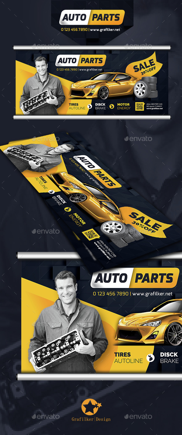 Auto Spare Parts Billboard Templates - Signage Print Templates