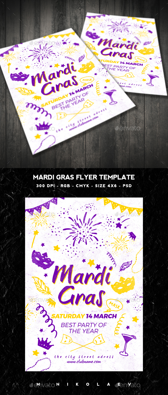 Mardi Gras Flyer V3 - Clubs & Parties Events