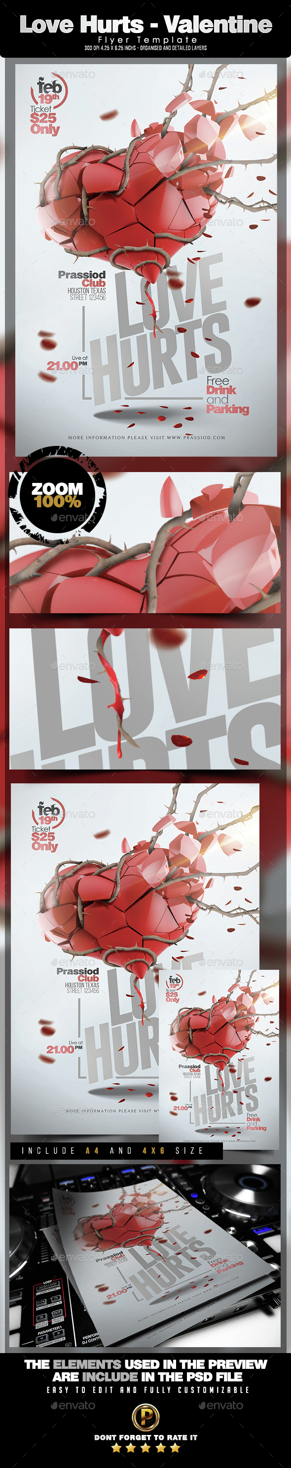 Love Hurts - Valentine Flyer Template