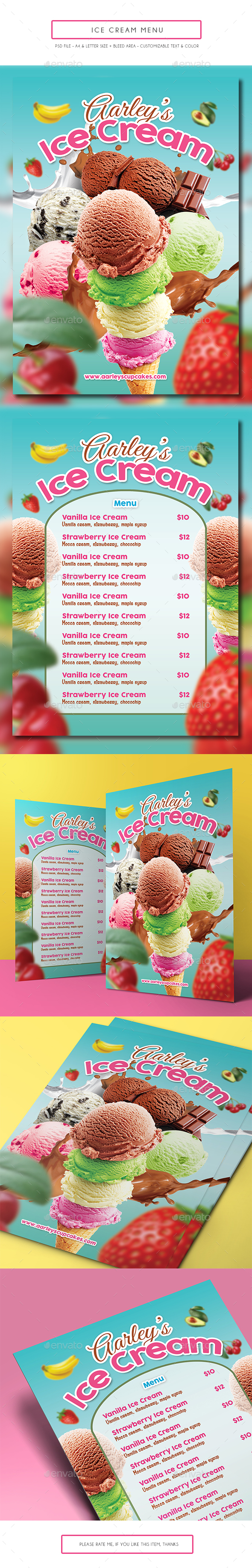 Ice Cream Menu - Food Menus Print Templates