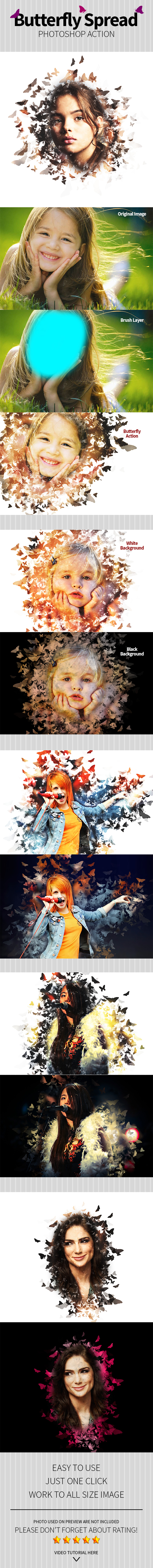 Butterfly Spread Photoshop Action - Photo Effects Actions