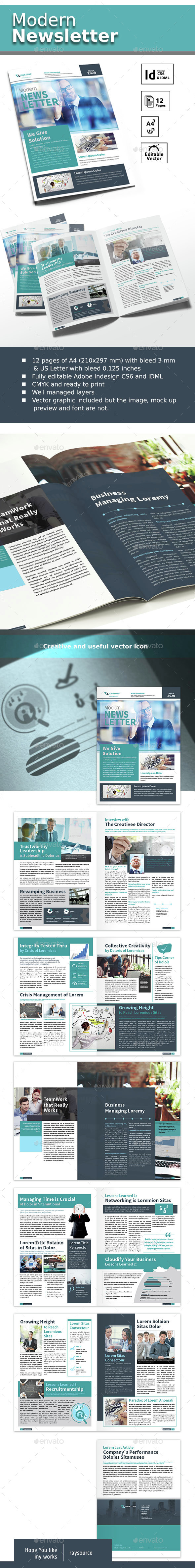Modern Newsletter A4 & US Letter - Newsletters Print Templates